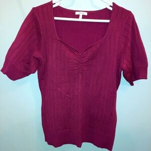 Maurices Women's Sweetheart Neck Sweater in Berry